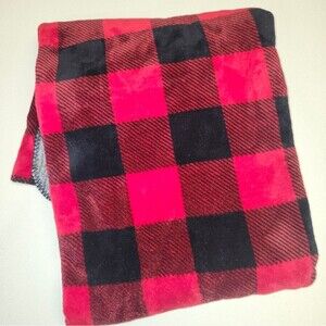 PINK Victoria's Secret Red and Black Checkered Throw Blanket